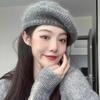 Französischer lässiger Damen Mohair Wollmischung Gestrickte Baskenmütze Mütze Beanie Winter