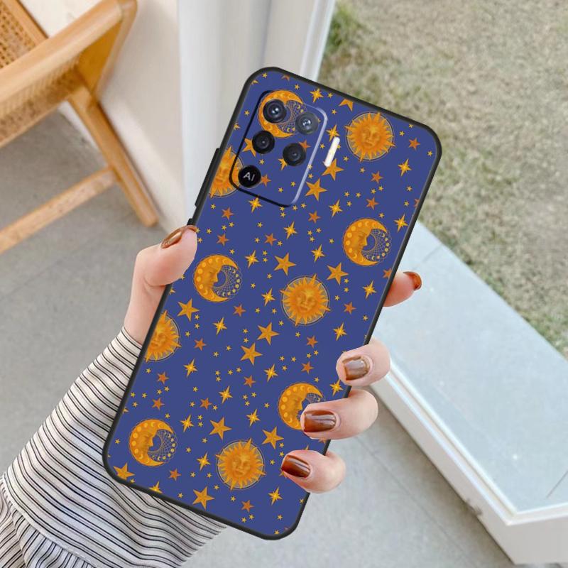 Sun And Moon Star Case For Oppo A18 A78 A98 A38 A58 A60 A80 A40 A96 A76 A16 A94 A74 A54 A15 A17 A57 A77 A5 Pro