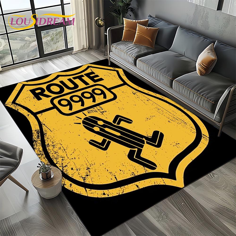 Retro America Historic Route 66,Mother Road,mãe EstradaCarpet Rug for Living Room Bedroom Home Sofa,Area Rug Non-slip Floor Mat