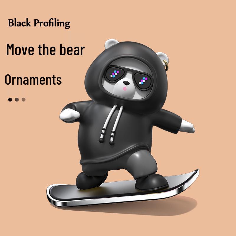 Hot-Selling Car Skateboard Bear Ornament – Creative DIY Wiggle Bear Cartoon Decoration
