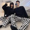 Korean Style Striped Couple Pajama Set: Long Sleeve & Pants, Unisex, Plus Size, Spring/Autumn