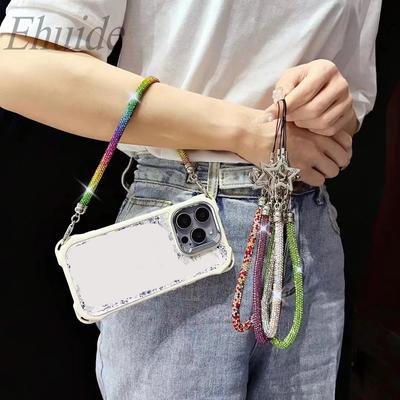 Kurzes Träger-Handy-Lanyard-Kette Kunststoff Voll-Diamant Glänzend Anti-Verlust Universeller Clip Taschenseil für Alle Handyhüllen Abdeckungen