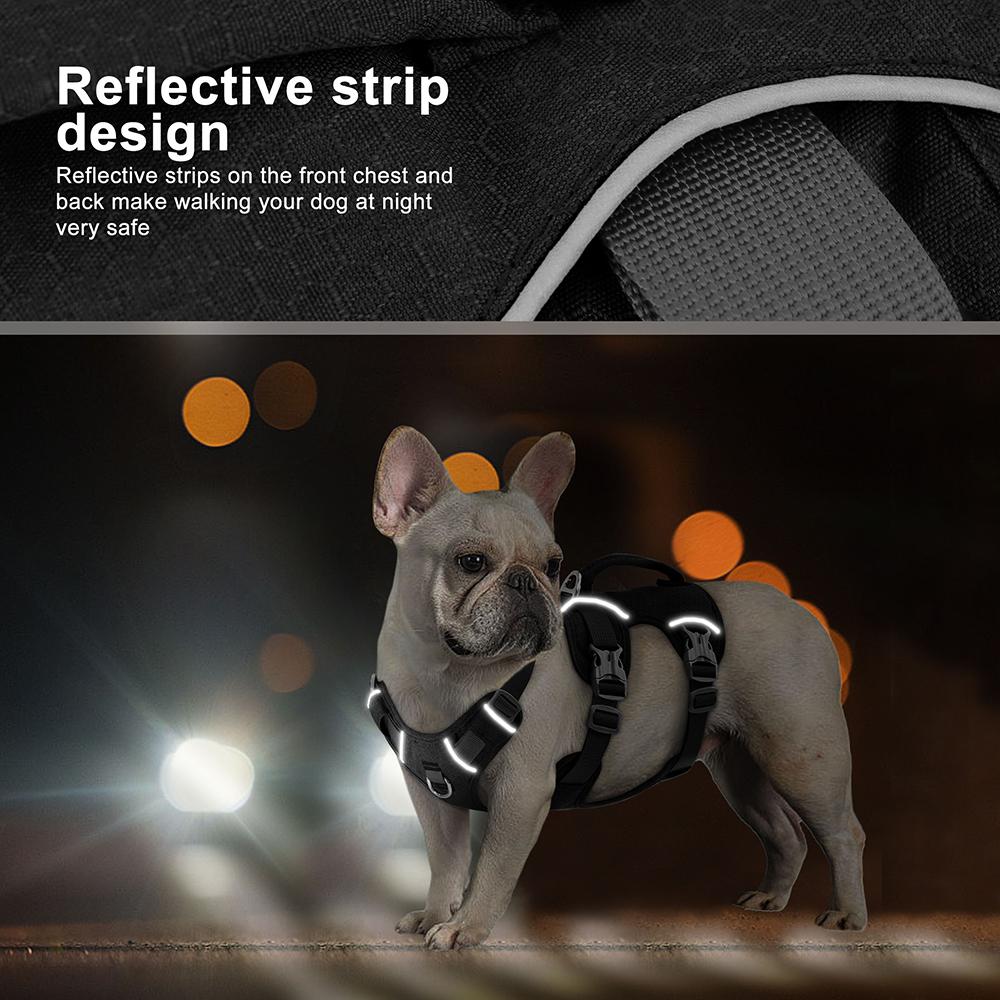Ausbruchssicheres Nylon-Hundegeschirr Reflektierendes Hundegeschirr Langlebige Haustierweste mit Griff Verstellbar für Kleine Mittlere Große Hunde Mops