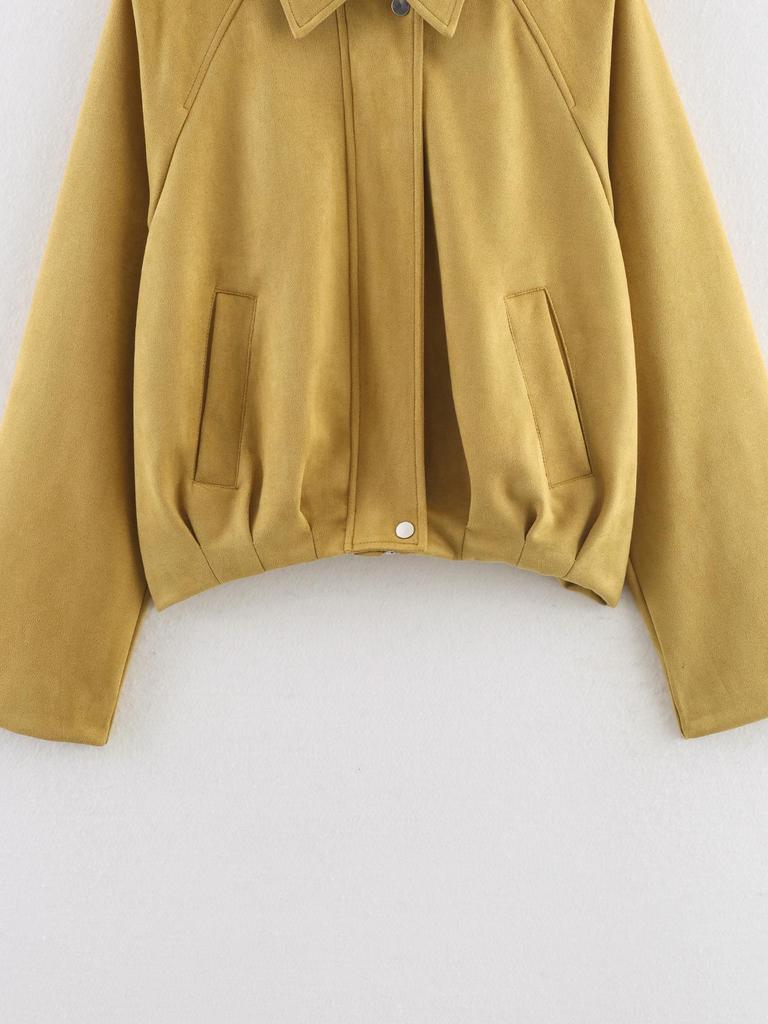 Winter 2025 Euro-American Style Suede Bomber Jacket