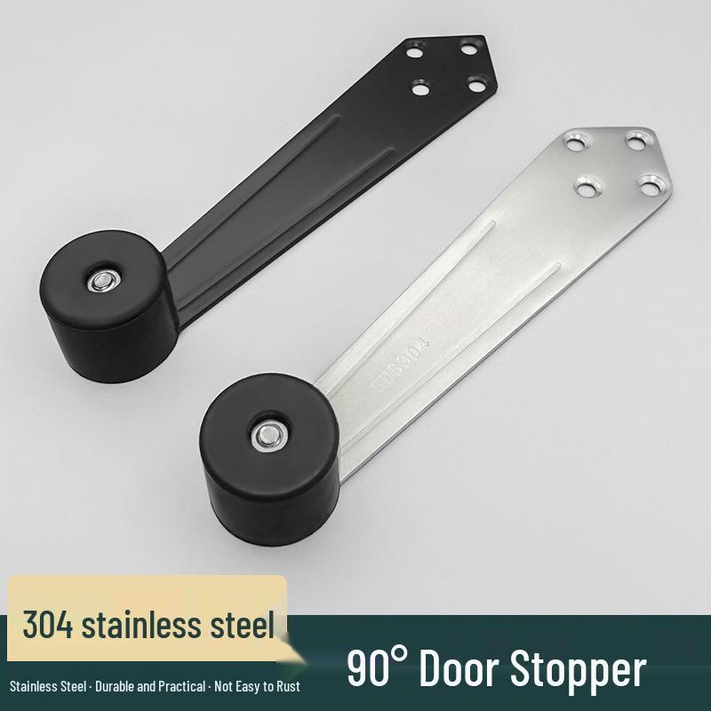 304 Stainless Steel 90° Door Stopper for Bathroom & Wooden Doors - Anti-Collision Buffer