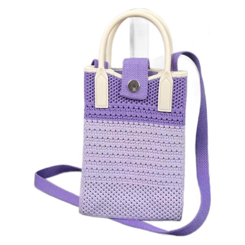 New mobile phone bag knitted hollow stripe color matching national leisure style fashion casual versatile daily commuting mobile phone