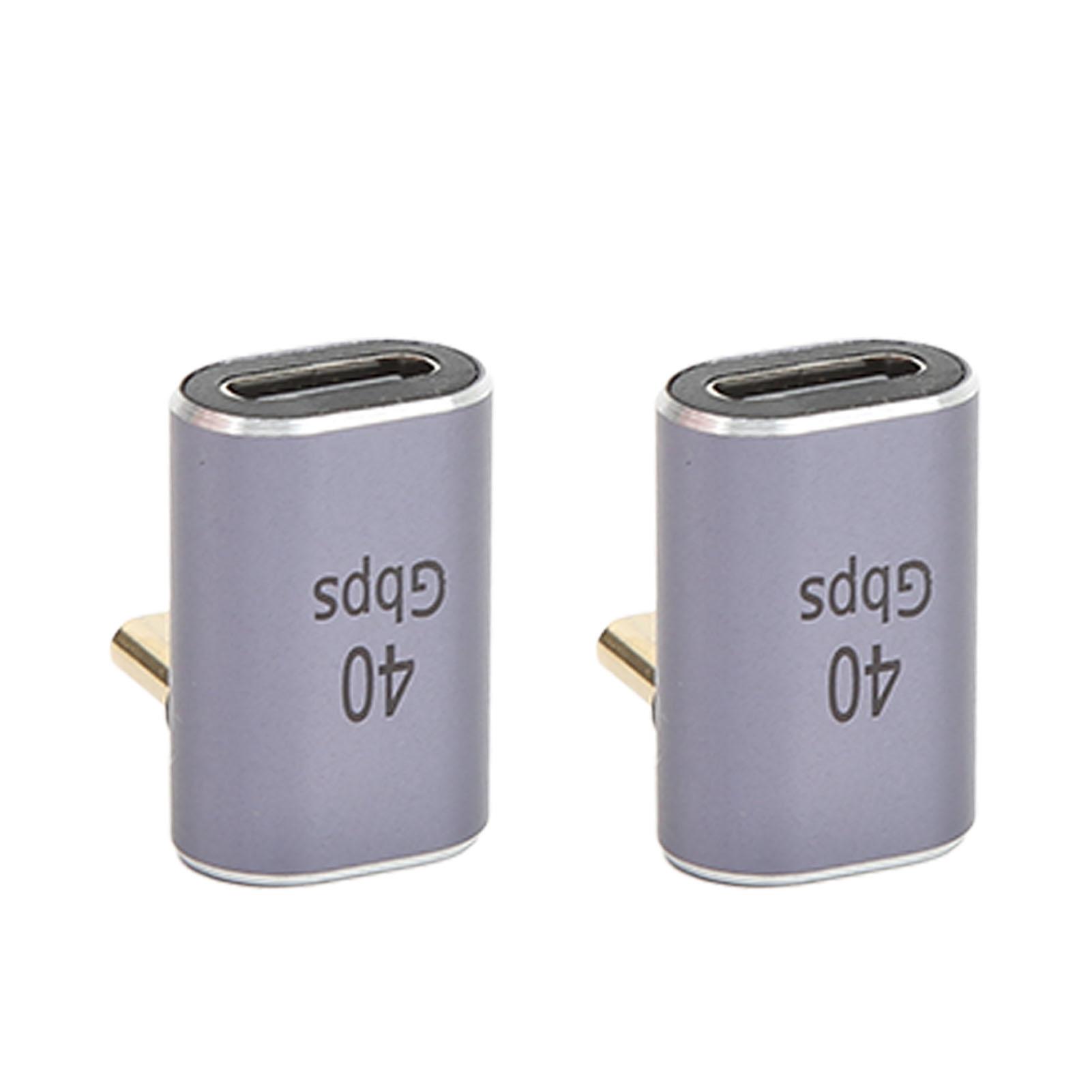 

2 шт. Адаптер USB C под углом 90 градусов 40 Гбит/с Быстрая зарядка и передача данных Разъем Type C папа к Type C мама Прямоугольный разъем