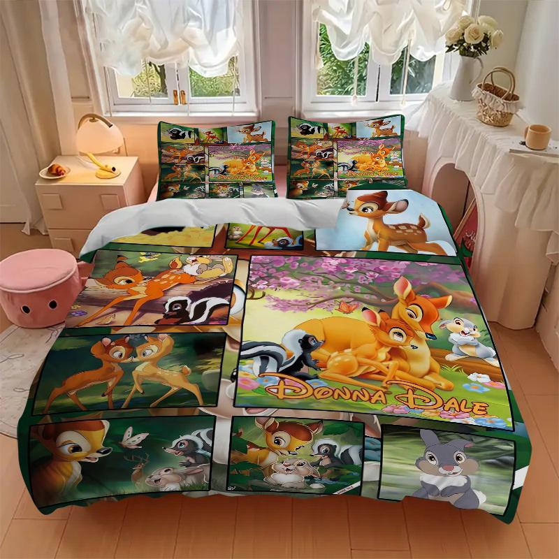 3pcs Bambi & Friends Printed Bedding Set, Soft and Comfortable Quilt Cover for Bedroom, Guest Room S012