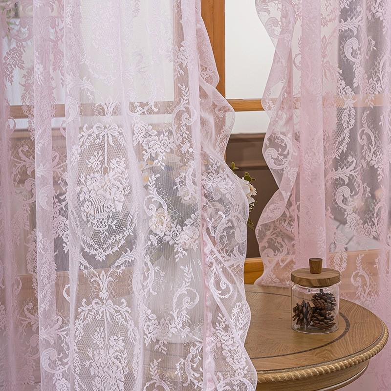 TK French Ruffle Sheer Curtain Bedroom Living Room Lace Fabric Window Door