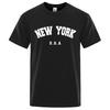 Men's U.S.A New York EUA City Street Impresso Camisetas, Loose Oversized T-Shirt, Respirável Manga Curta Algodão Vestuário, Moda