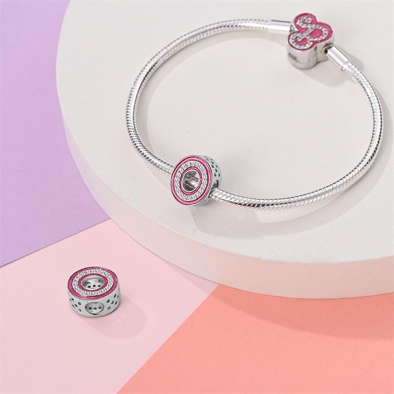 Copper 26 Alphabet Pink Princess Letters Charms Bead Fit Pandachoriginal Bracelet Diy Anniversary Birthday Jewelry Gift