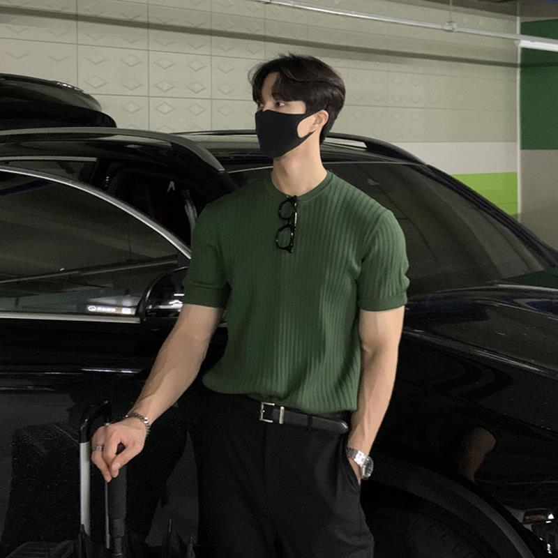 Trendy Slim-Fit Sommer-Strick-T-Shirt für Herren – Leicht & Atmungsaktiv Rundhals