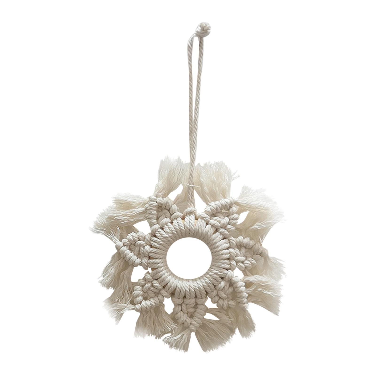 Nordic Wind Hand Woven Pentacle Pendant Bohemian Modern Ornament Cotton Wall Hanging Pendant Macrame Room Floral Shape Decor