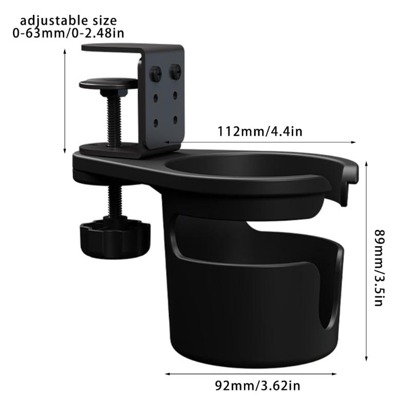 Universally Desk Beverage Holder Nonslip Designs for Secure Cup Placement Adjustable Rotating Table Drink Holder Clamp