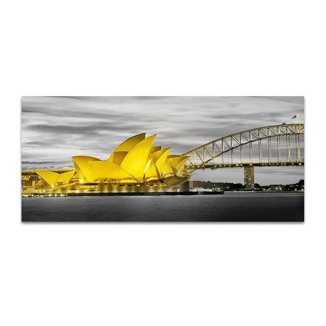 Golden New York City Manhattan Building Grande Moschea della Mecca Dipinto su tela Parigi Poster Immagine di arte della parete Decorazione del soggiorno Senza cornice