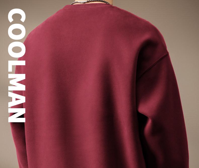 Men's Trendy Embroidered Round Neck Hoodie - Casual Loose Fit Winter Top
