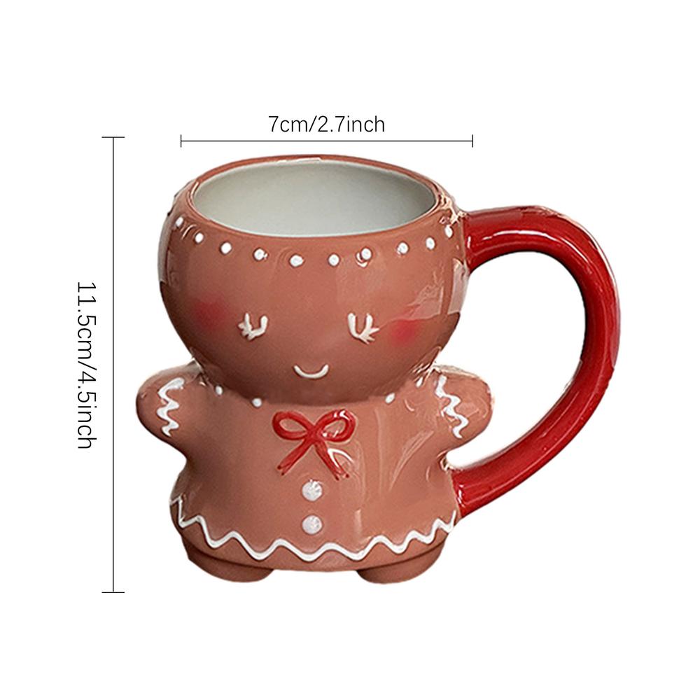 Cute Gingerbread Man Mug Cartoon Cute Kawaii Christmas Mug 3D Gingerbread Man Ceramic Cup Milk Coffee Water Cup Mug Gift