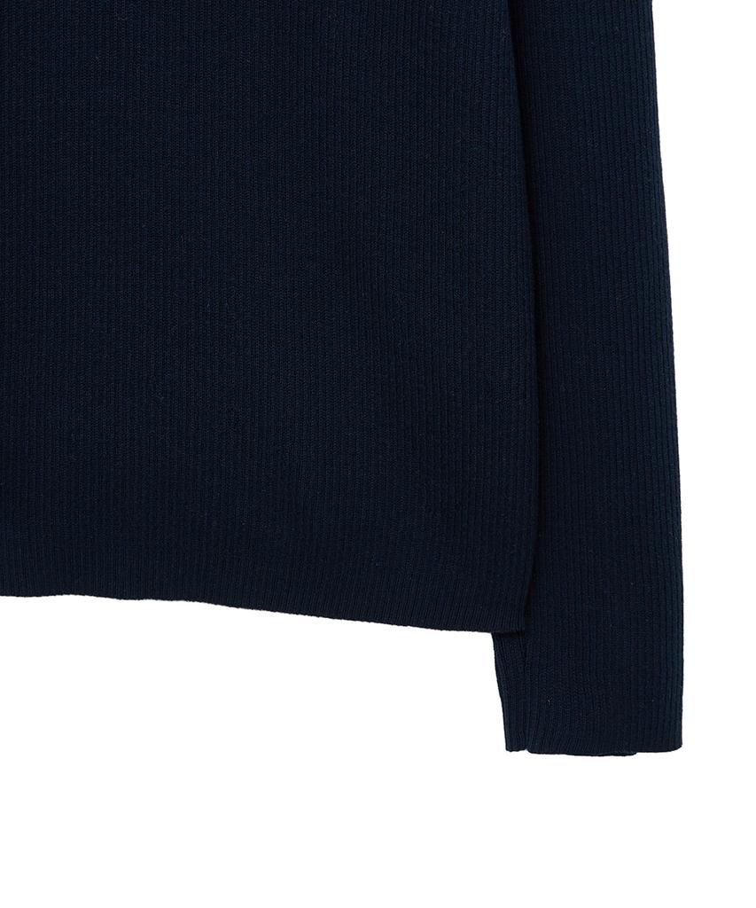 NOIRER Ribbed Zip-Up Knit (Navy)