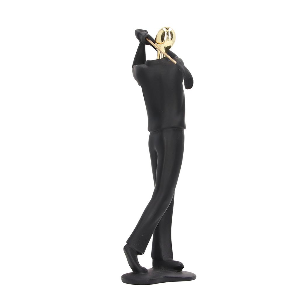 Golfer Figurine Matte Black Beautiful Posture Antislip Base Smoothing Line Golfer Man Statue for Bookshelf Desk Cabinet