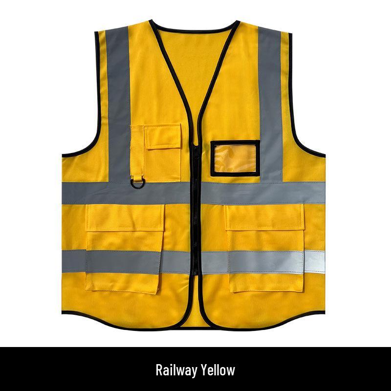 Reflective Multi-Pocket Safety Vest for Construction, Sanitation, and Traffic.