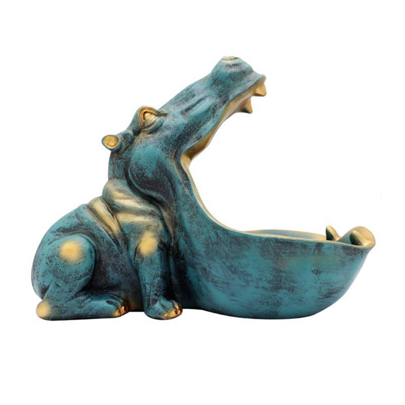 

Figurine Hippopotamus Resin Fun Candy Dish Big Mouth Design Living Ornament Room светло-синий