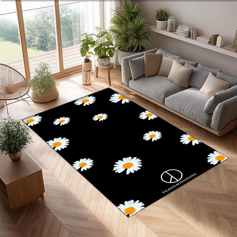 Peaceminusone Printed Crystal Velvet Area Rug, Soft Anti-Slip Water Absorbent Floor Mat for Living Room Bedroom