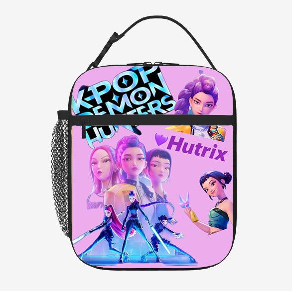 Elementary School Student Card Kpop Demon Hunter Thermal Insulation Bag Portable Outdoor Picnic Bag Children'S Lunch Box Bag Lunch Bag