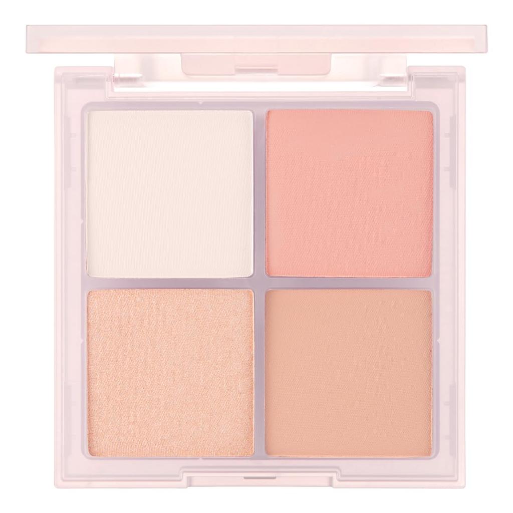 VDL Cheek Stain Blusher Palette 01 Iconic Peach Powder Cheek Highlighting Shading Palette for Yellow and Cool Skin Korean Tones. Cosmetics.