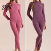 Velvet Sleepwear Set Seamless Double-sided Thermal Underwear Winter Unisex 2 Pcs/Set Round Neck Homewear Thick