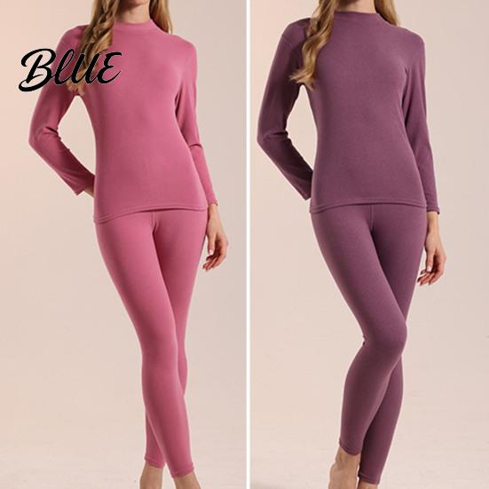 Velvet Sleepwear Set Seamless Double-sided Thermal Underwear Winter Unisex 2 Pcs/Set Round Neck Homewear Thick