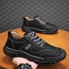 Fashion Men's Leather Casual Sneakers Handmade Breathable Shoes Soft Low-top Working Shoes