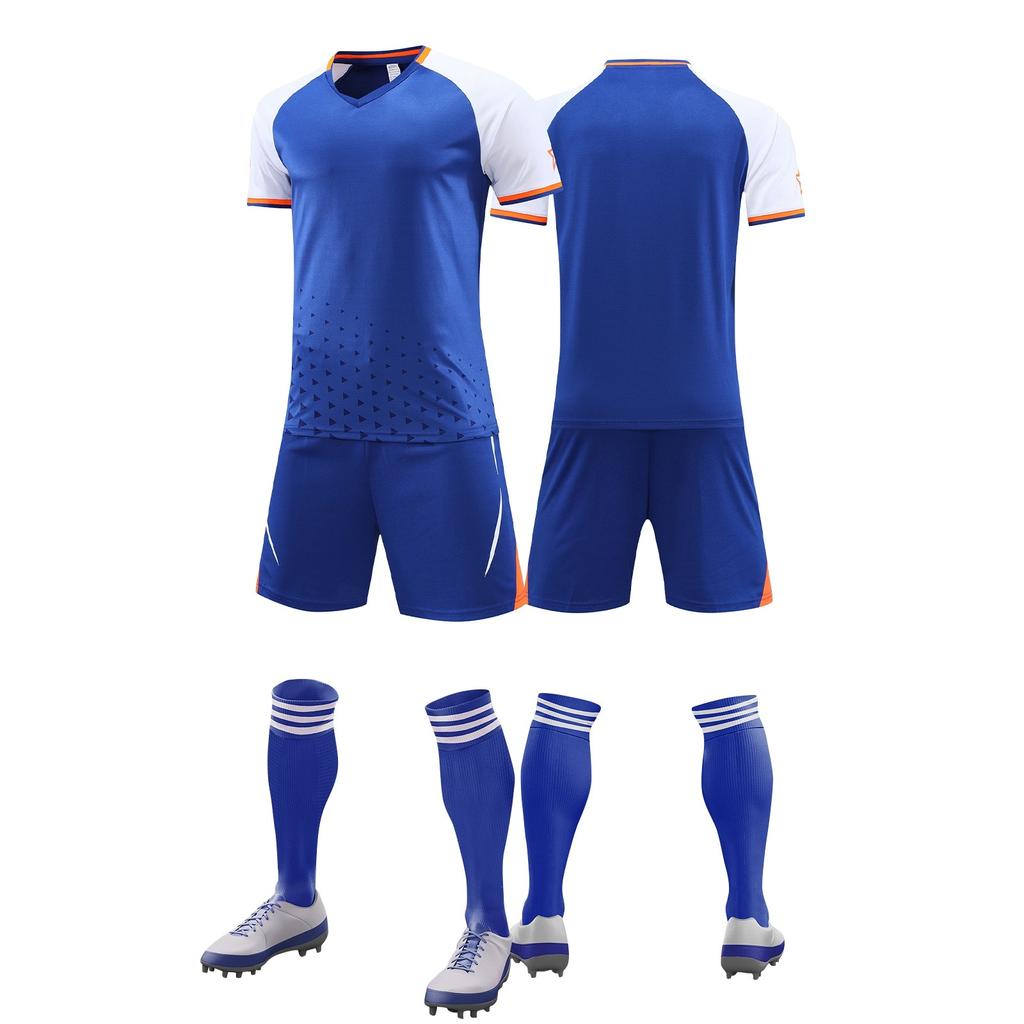 Mens Soccer Uniform Set Short Sleeve Jersey Shorts Socks Quick Dry Athletic Sportswear for Training Matches Teams