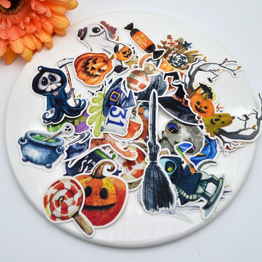 

33pcs Watercolor Halloween Demon Kawaii Sticker Decoration Notebook Planner Stikers Scrapbooking светло-серый