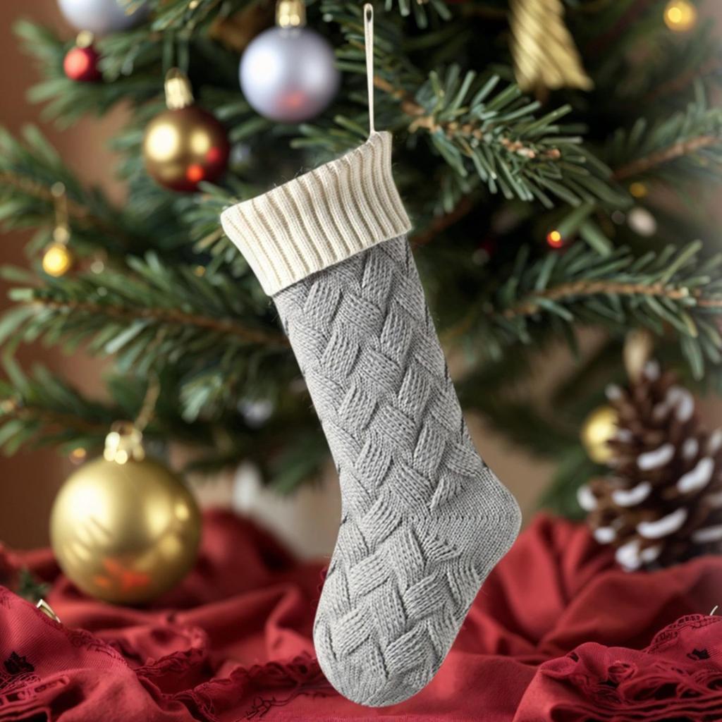 Christmas Stockings 18 Inch Knitted Stockings Christmas Decor Embroidery Home Decor Party Decorations For Window Living Room