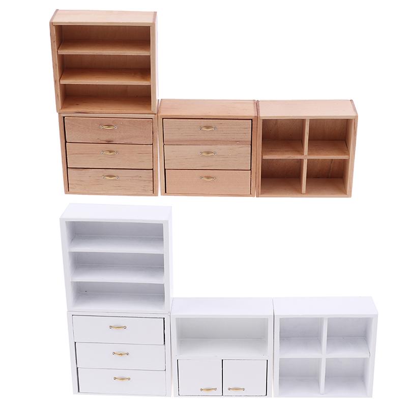 1/12 Dollhouse Miniature Furniture Living Room Cabinet Featuring 4 Section White Plus Wood Colours Available great for daily use