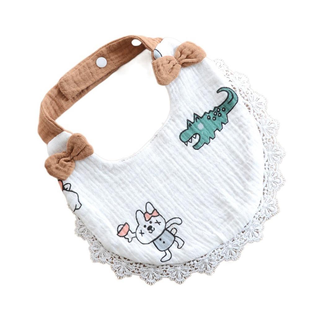 

Pure Cotton Baby Feeding Bib Breathable Lace Bow Burp Cloth Cute Cotton Drool Towel Toddlers Style 5