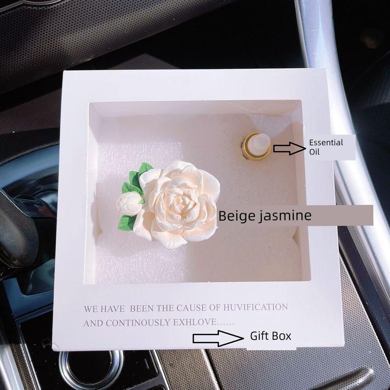 Jasmine Car Air Freshener for Air Conditioning Vent, Gardenia Car Perfume Decoration, Flower Aroma Diffuser Stone