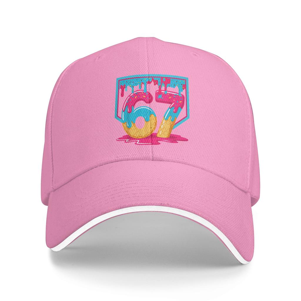 67 Baseball Home Plate Ice Cream Drip Six Seven Baseball Cap  y2k Retro Unisex Trucker Hat Outdoor Gym Snapback Cap Present
