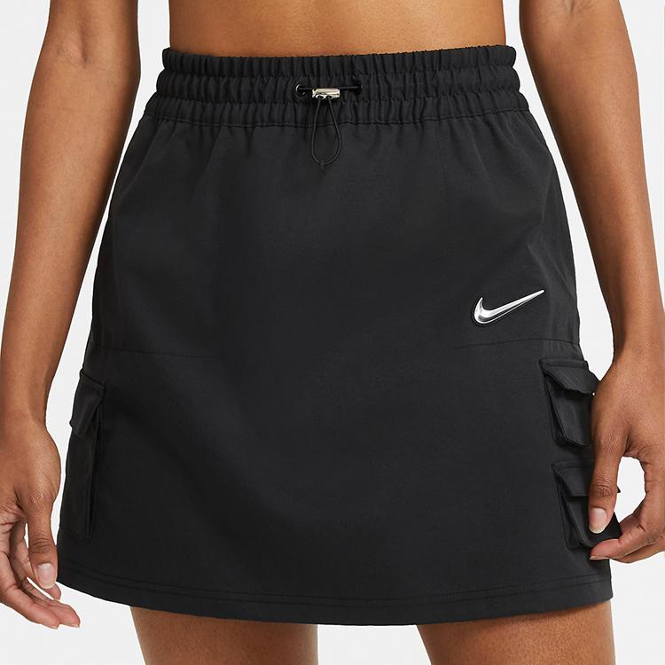 Nike Sportswear Swoosh Solid Color Mid-Rise 3D Logo Pocket Woven Sports Casual Skirt Women Skirts Black CZ8907-010