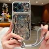 Glowing Tree Butterfly Leather Lanyard Case For iPhone 18 Pro Max Hybrid TPU+PU Anti-skid Soft Cover For iPhone 17 16 15 14 13 Pro Max