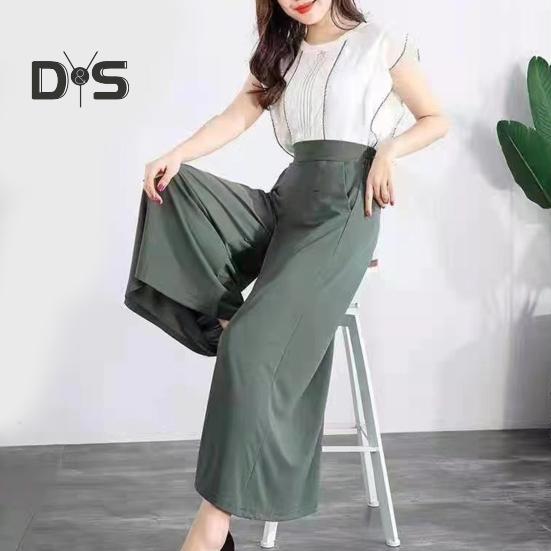Women Suit Pants Elastic High Waist Wide Leg Long Pants with Pockets Solid Color Casual Pants Daily Wear