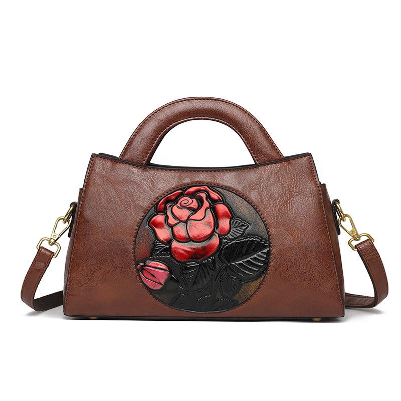 Bolso de Mano Vintage Chino Tallado a Mano de Textura Premium y Gran Capacidad - Bolso de Hombro Étnico en Relieve para Mujer