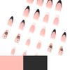24Pcs/Set Quick Nails Winter French Black And White Flowers False Nials Sticker Wearable Waterproof Manicure Finished Nails