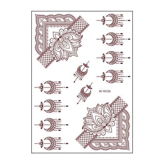 Henna Tattoo Stickers, Red Brown Waterproof Lace Temporary Tattoos, Indian Mehndi Body Art for Women Girls, Festival Makeup