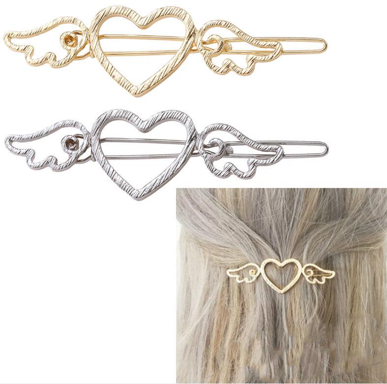 Metal Woman Love Heart Clips Angle Wings Barrettes Alloy Hair Clip Hairgrip