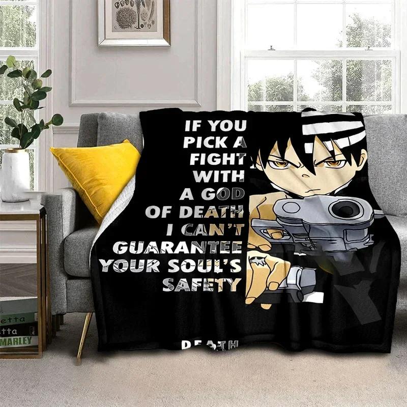 Anime Soul Eater Throw Blanket Soft Cozy Flannel Blanket for Sofa Bed Office Travel Camping Home Decor Gift
