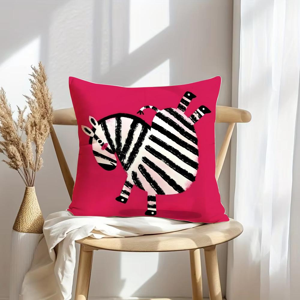 Cute Zebra Cushion Cover Pillowcase Ultra Soft Skin Friendly Fabric Cloud Like Comfort & Concealed Zipper