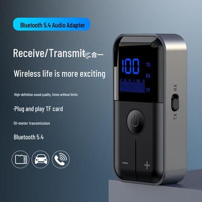 Receptor y Transmisor Bluetooth 5.4 2 en 1 con Pantalla Digital, Batería Incorporada, Amplificador de Altavoz, Adaptador de Audio para Coche