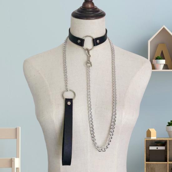 Ženy Obojek z umělé kůže Řetízek Dekor Nastavitelný erotický náhrdelník Lover Cosplay Nightclub Party Choker Individuální šperky na krk
