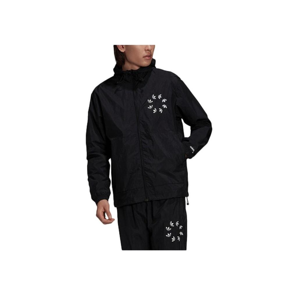 Adidas Originals Trefoil Logo Hooded Jacket Men Outerwear Black H35652